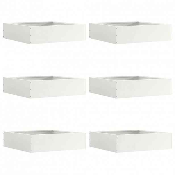 vidaXL Okraj trávníku 6 ks 50 x 50 x 13 cm Ocel Bílá