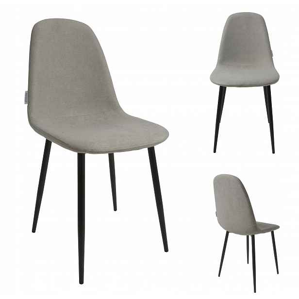 Sada 4 kusů židlí z materiálu DankorDesign Dsw béžové kovové nohy grafit