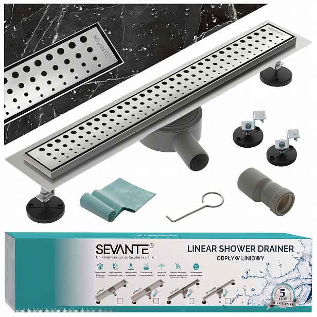 Lineární odtok s maskovacím otvorem 90 cm Flat inox nerezová ocel otočný sifon