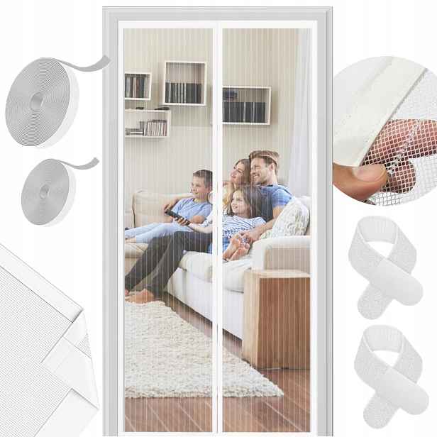 Moskytiéra Na Dveře Síťka S Magnety Bílá 110*220 CM