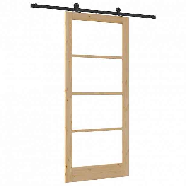 vidaXL Posuvné dveře ORKDAL 93 x 211 cm Masivní borové dřevo a sklo
