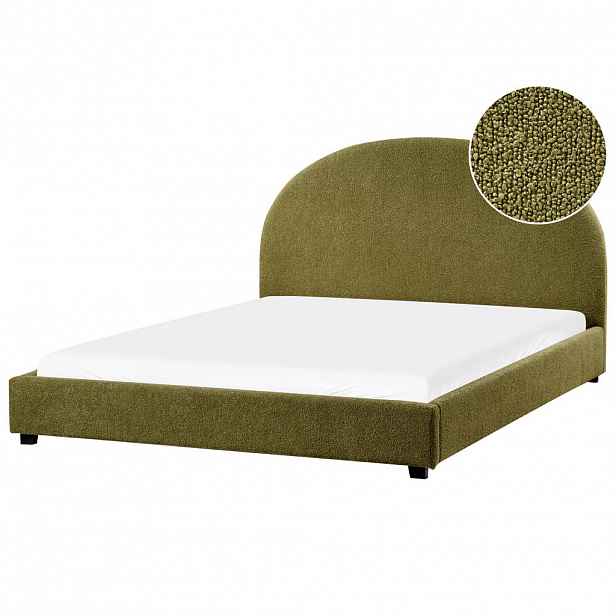 Beliani VODNÍ POSTEL Bouclé 160/200 cm Olivově zelená Vaucluse