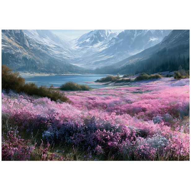 Fototapeta Hory Květiny Jezero Ložnice Obývací Pokoj Tapeta Flizelina 300x210