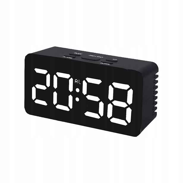 Led budík Jvd s teploměrem, bílé číslice, automatické stmívání