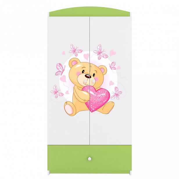 Skříň Babydreams zelená - Medvídek s motýlky