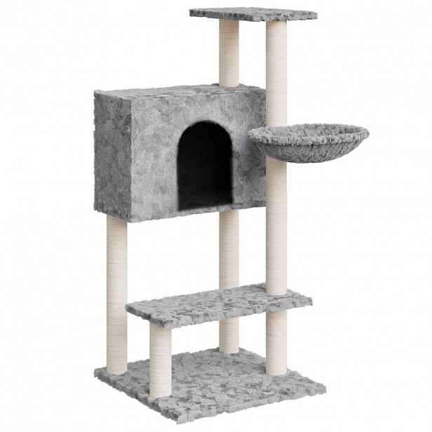 vidaXL Škrabadlo pro kočky se sisalovými sloupky světle šedé 108,5 cm