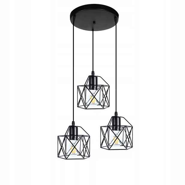 Závěsná lampa Loft Brilant kulatá černá kovová 3xE27