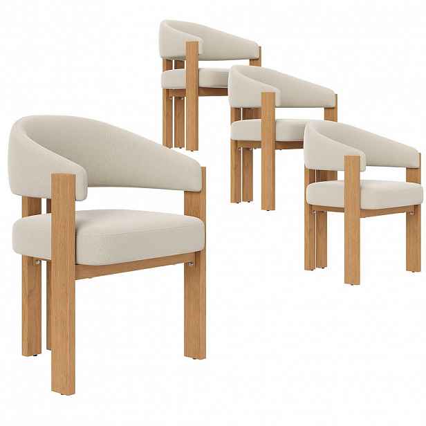 FLIEKS ŽIDLE 4ks Ergonomické Čalouněné Dřevěný Vzhled