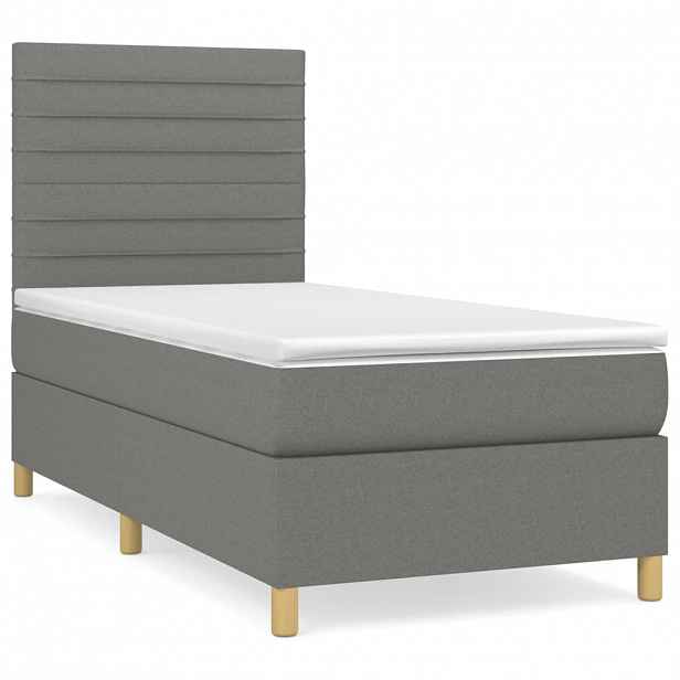 vidaXL Box spring postel s matrací tmavě šedá 90x190 cm textil