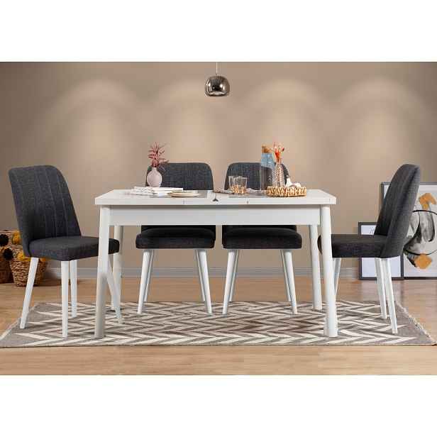 Jídelní set s rozkládacím stolem a židlemi (5 kusů) Santiago White Anthracite V2
