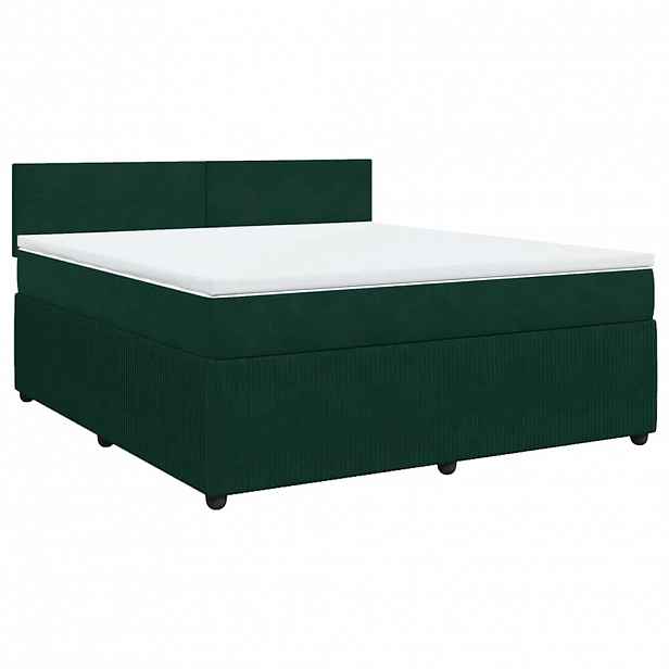 vidaXL Box spring postel s matrací tmavě zelená 180x200 cm samet