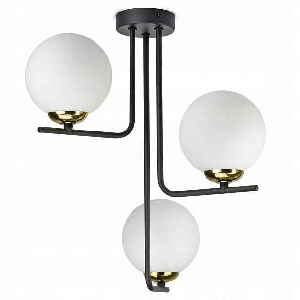 Závěsná Stropní Lampa Lustr Černá Zlatá Koule