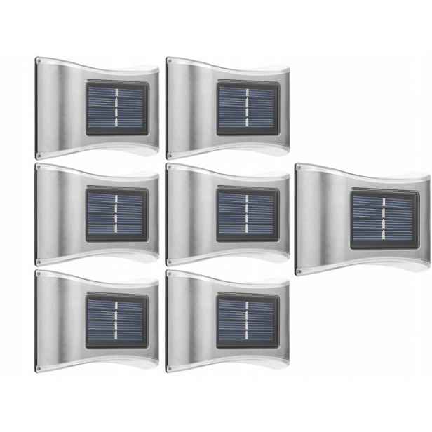7 x Kovová Led Lampa Stříbrná Solární Nástěnná Lampa Venkovní Soumrakový Senzor