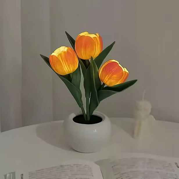 Lampka Led lampa Tulipán Orange Tulipány v květináči Dárek Den žen