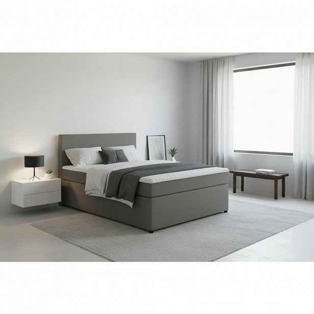 MID.YOU POSTEL BOXSPRING, 140/200 cm, šedá