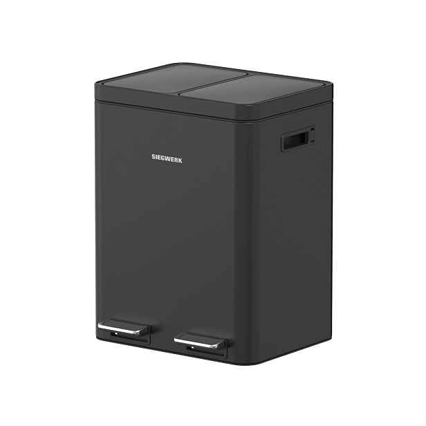 SIEGWERK Odpadkový koš Kolekto, 2 x 18 l, černá  AS-200-36-BLK