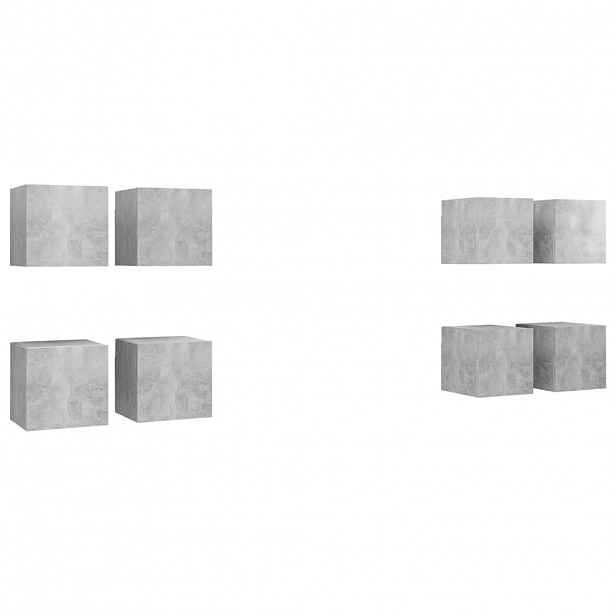 vidaXL Nástěnné TV skříňky 8 ks betonově šedé 30,5 x 30 x 30 cm