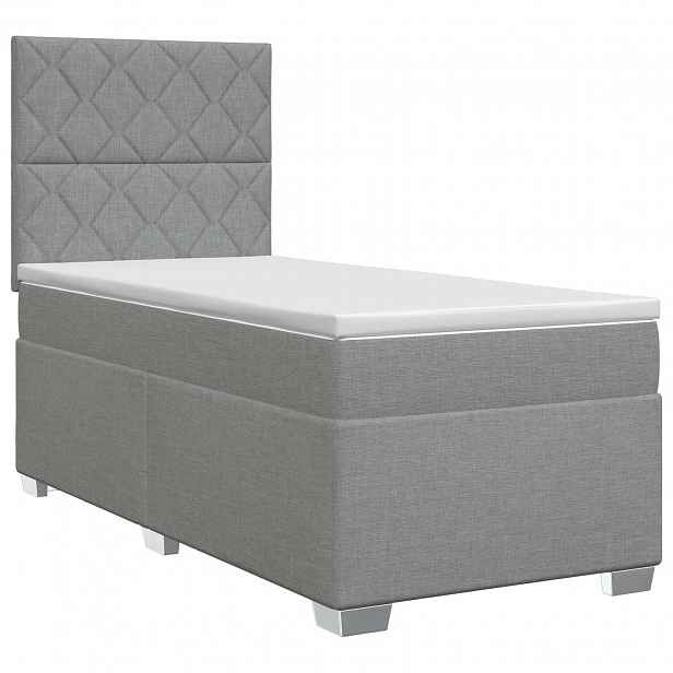 vidaXL Postel boxspring s matrací Světle šedá 90 x 200 cm Textil