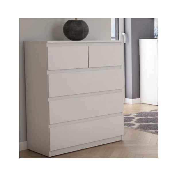 Komoda s 5 zásuvkami Carlos, bílá, 75 cm