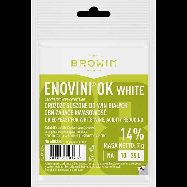 Browin Enovini® OK WHITE kvasinky - snižující kyselost, 7 g