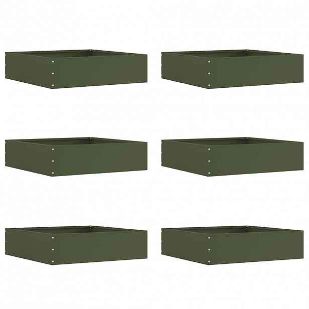 vidaXL Okraj trávníku 6 ks 50 x 50 x 13 cm Ocel Olivově zelená