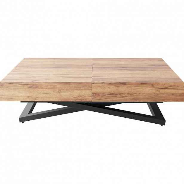 WFL GROUP KONFERENČNÍ STOLEK Cavetta U Výškově Nastavitelný a Rozkládací s Černou Kovovou Podnoží, Dub Craft Hnědý 120-200/80/27-76 cm