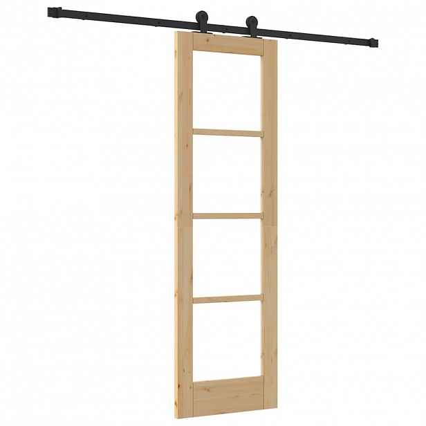 vidaXL Posuvné dveře ORKDAL 61 x 198,5 cm Masivní borové dřevo a sklo