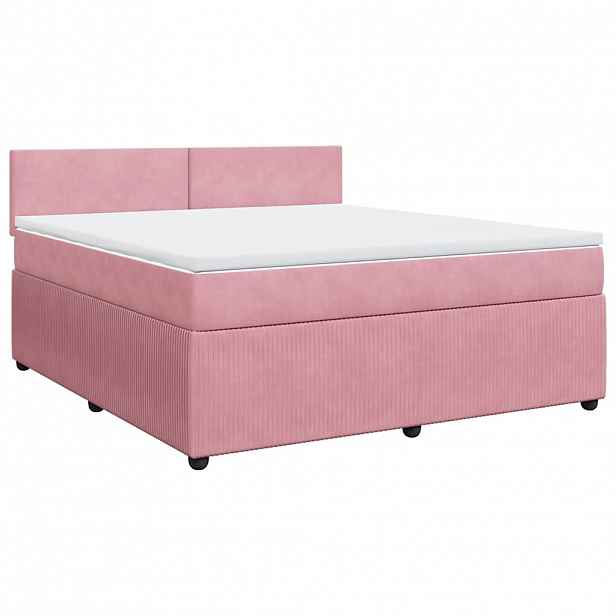 vidaXL Box spring postel s matrací růžová 180x200 cm samet