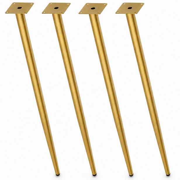 4x Nábytková noha 70 cm kovová Mavö zlatá matná pro stůl stolu nábytku