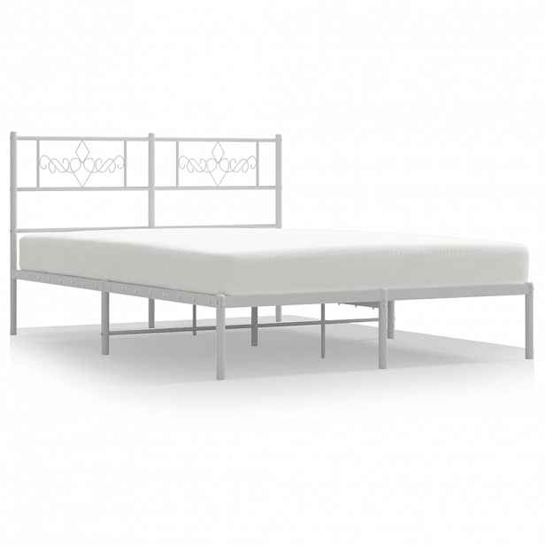 vidaXL Kovový rám postele s čelem bílý 120 x 200 cm