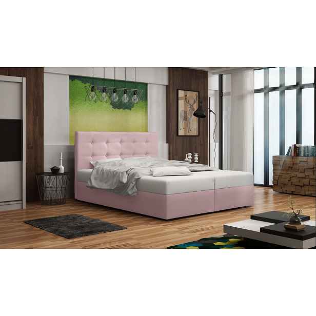 Čalouněná postel s úložným prostorem DELILAH 1 - 160x200, růžová