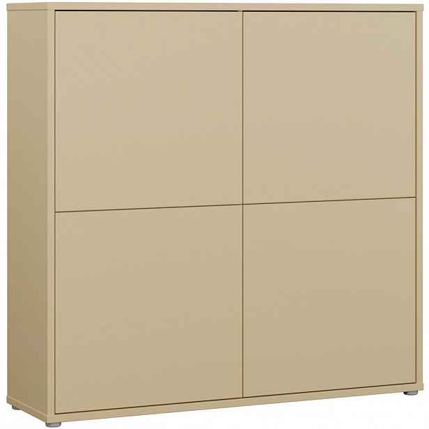 Carryhome VYSOKÁ KOMODA, žlutá, 124,5/121,5/34,9 cm