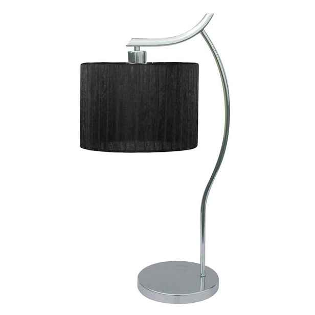 Chromová stolní lampa, kancelářská, černé stínidlo, Draga