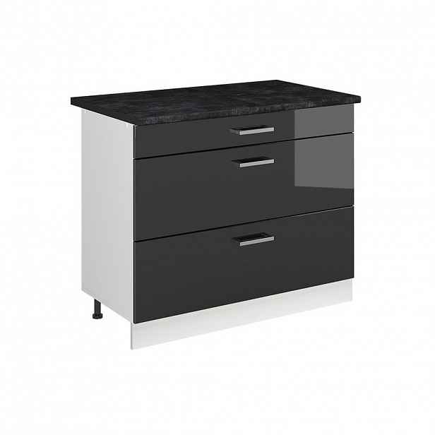 Vicco SPODNÍ SKŘÍŇKA KUCHYŇSKÉ LINKY R-Line, Antracitový vysoký lesk/Bílá, 100 cm pracovná doska antracitová