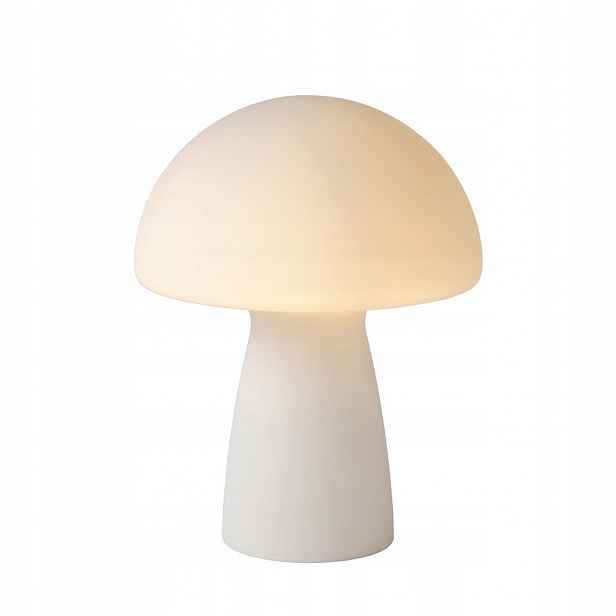 Bílá stolní lampa Fungo s měkkým světlem do pracovny Lucide