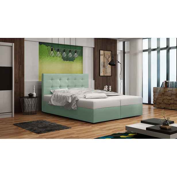 Čalouněná postel s úložným prostorem DELILAH 1 - 160x200, světle zelená