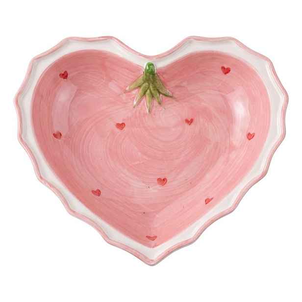 Růžová keramická miska ve tvaru srdce Sweet Hearts M - 15*15*4 cm Clayre & Eef