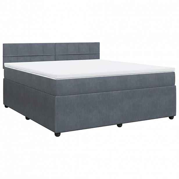 vidaXL Box spring postel s matrací tmavě šedá 180x200 cm samet