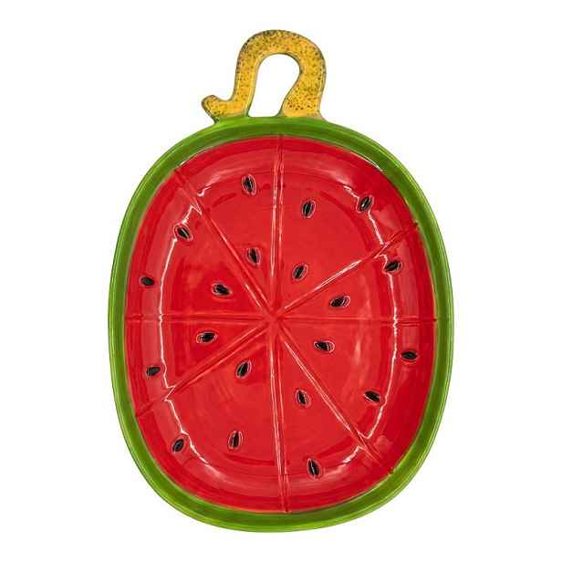 Červená keramická miska ve tvaru melounu Sweet Melon - 24*17*3 cm Clayre & Eef