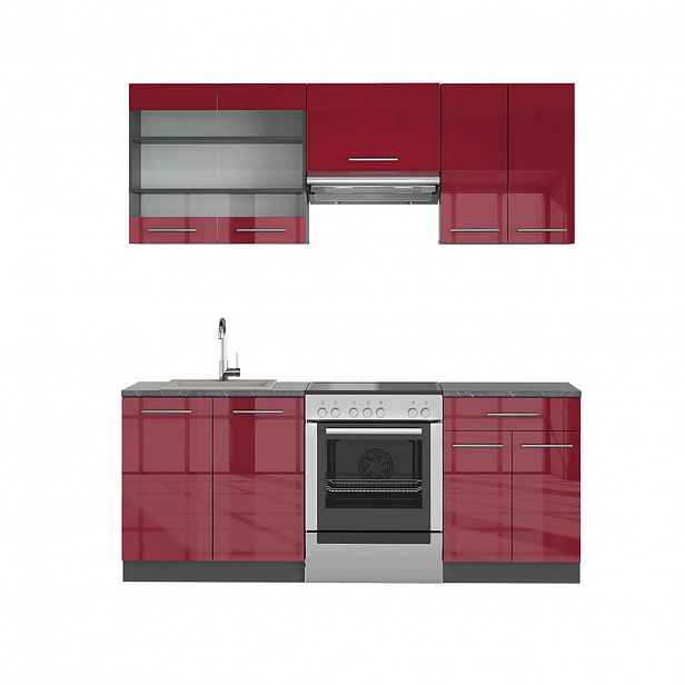 Vicco KUCHYŇSKÝ KOUT Fame-Line Bordeaux vysoký lesk/antracitová 200 cm , PD Antracit
