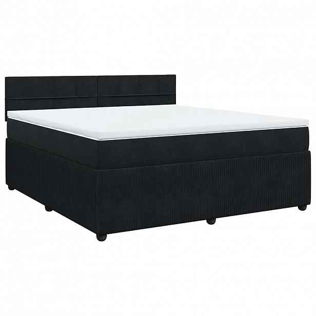 vidaXL Box spring postel s matrací černá 180x200 cm samet