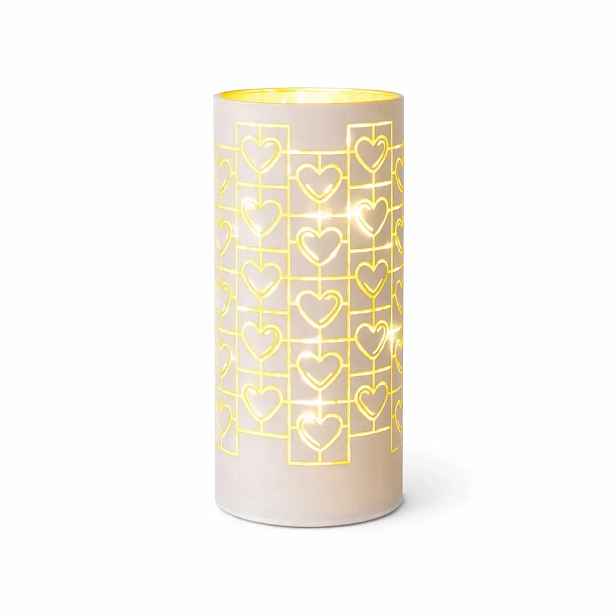 LED vánoční svícen na stůl srdce, 15 × 7 cm, skleněný