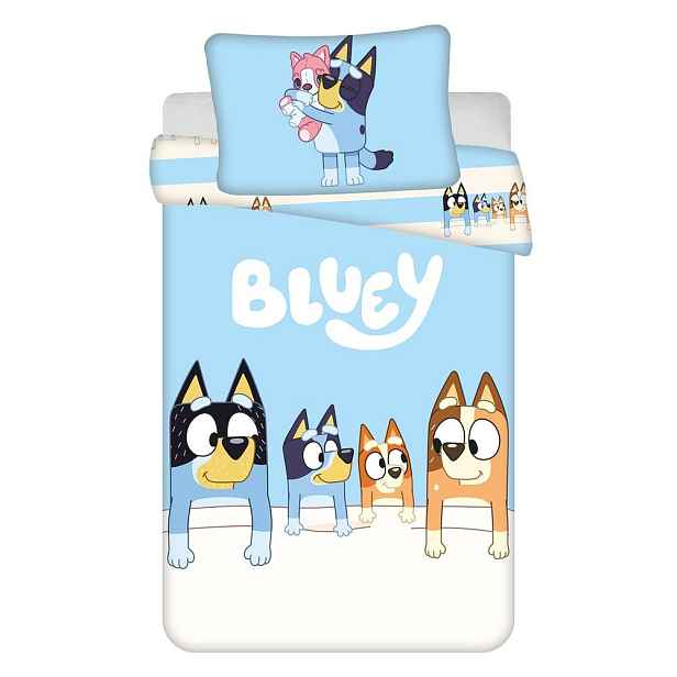 Modré bavlněné dětské povlečení do postýlky 100x135 cm Bluey – Jerry Fabrics