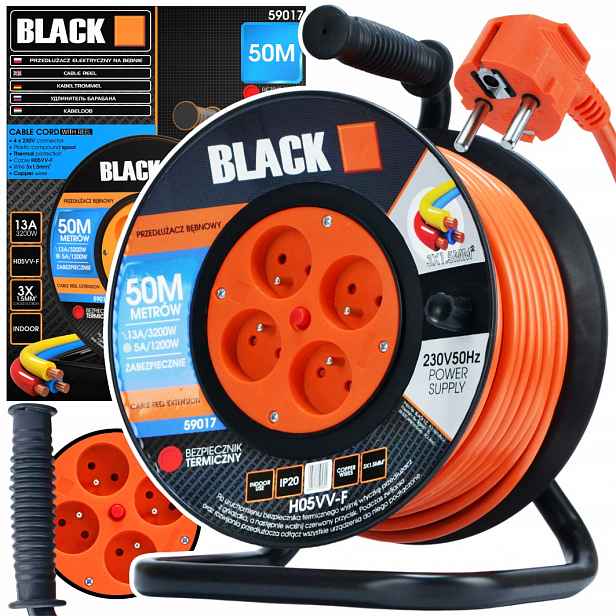 Prodlužovací Kabel Polské Značky 50M 3x1,5 H05VV-F Zwijak Black