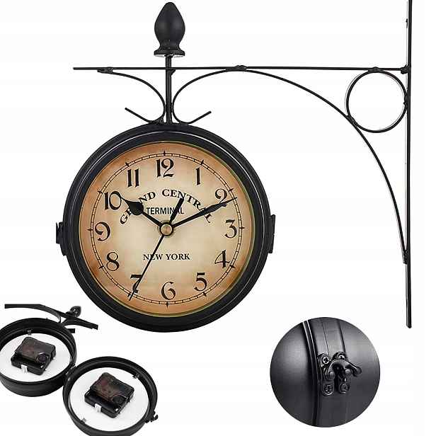 Retro nádražní hodiny do interiéru, kovový ciferník Elegantní design Tichý chod