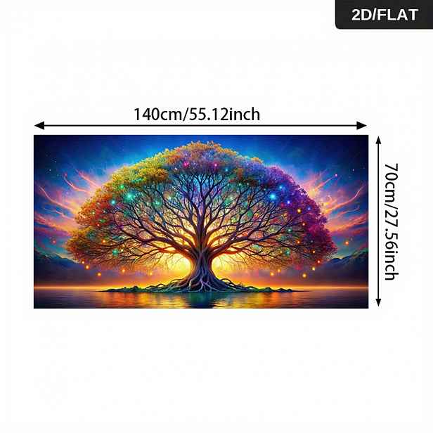 TEMU 1 ks Velká moderní abstraktní nástěnná života - 27,56"x55,12" Bezrámový živý vícebarevný obraz se zářivými světly a bujným listím, plochý panel