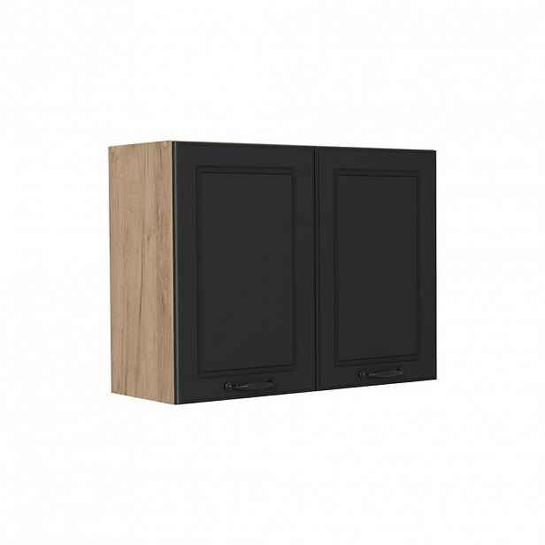 Vicco SKLENĚNÁ KUCHYŇSKÁ SKŘÍŇKA R-Line, Antracitový venkovský dům/Zlatý mocný dub, 80 cm