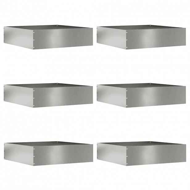 vidaXL Okraj trávníku 6 ks 50 x 50 x 13 cm Pozinkovaná ocel Stříbrná