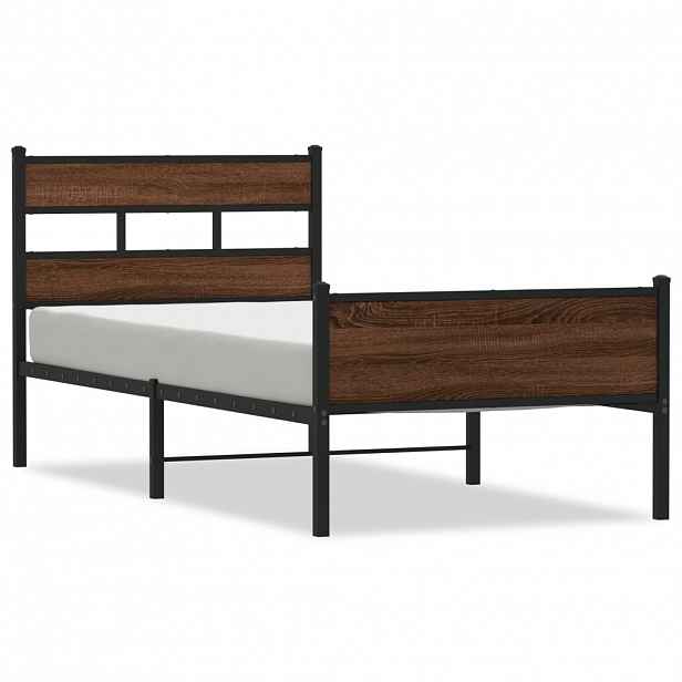 vidaXL Rám postele bez matrace hnědý dub 90 x 190 cm kompozitní dřevo