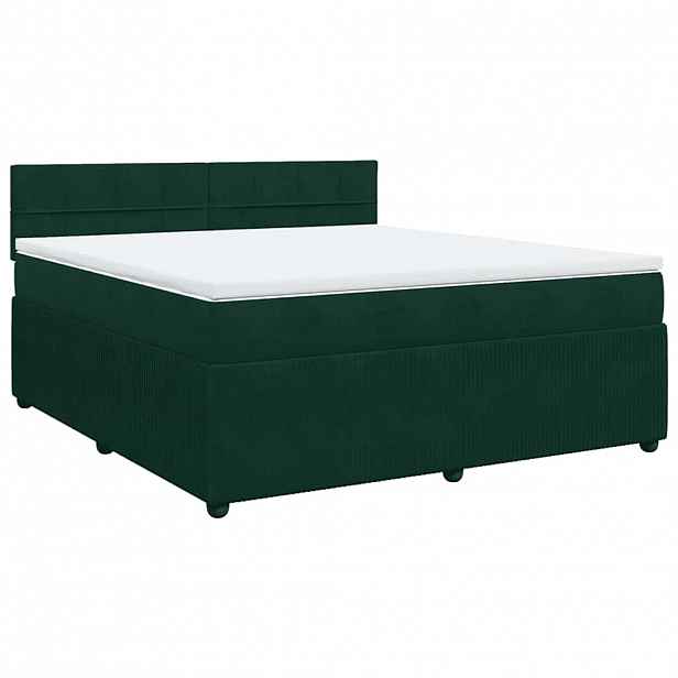 vidaXL Box spring postel s matrací tmavě zelená 180x200 cm samet